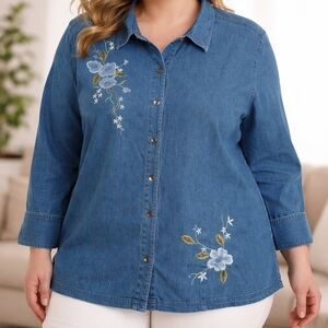 Jaclyn Smith Classic Denim Blue Top
